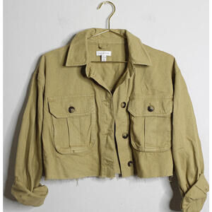 Topshop Distressed Khaki Crop Jacket - 4-6